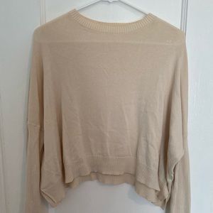 Beige Silence + Noise UO Ribbed Trim Flowy Sweater